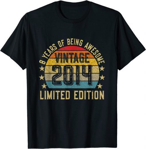 8 Year Old Vintage 2014 Limited Edition 8th Birthday T-Shirt