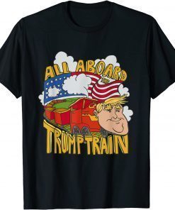 All Aboard the Trump Train 2024 American Flag Reelect 45 USA T-Shirt