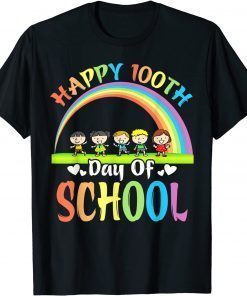 Happy 100th Day Of School Teacher 100 Days Smarter Rainbow Tee Shirt