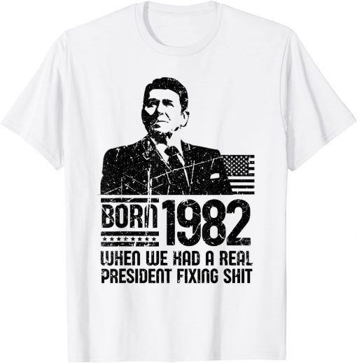 40 Year Old Born In 1982 Reagan Anti Biden T-Shirt