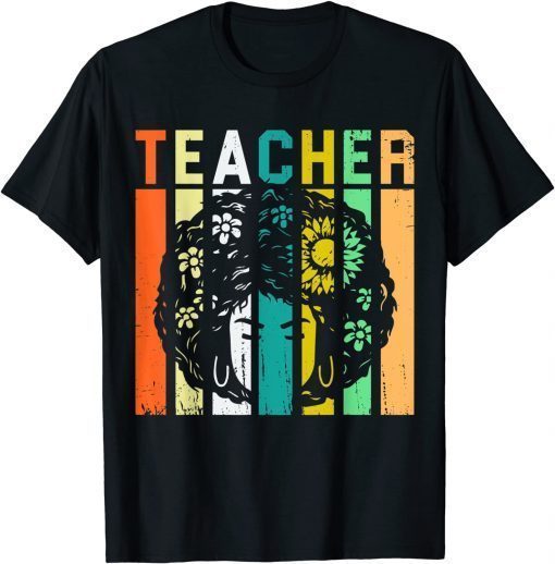 Afro Retro Black History Month - Black Woman Teacher T-Shirt