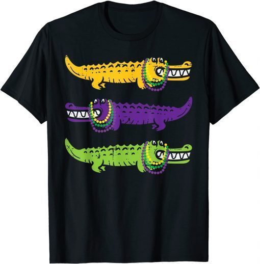 Aligator Crocodiles Louisiana Mardi Gras T-Shirt