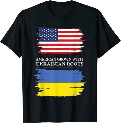 American Grown with Ukrainian Roots USA Ukraine Flag Tee Shirt