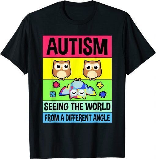 Autism Support Shirt Puzzle Piece Austim Awareness Owl T-Shirt