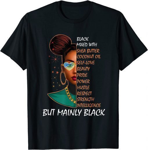 Black Afro Woman Melanin Girl Black History Month Motivation T-Shirt