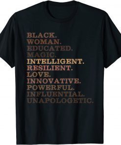 Black Woman Educated Magic BHM African History Melanin T-Shirt