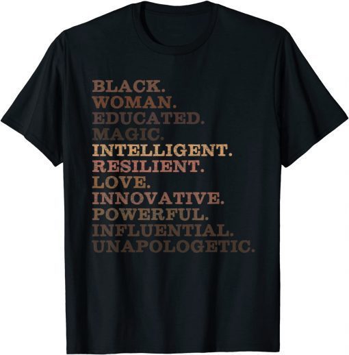 Black Woman Educated Magic BHM African History Melanin T-Shirt