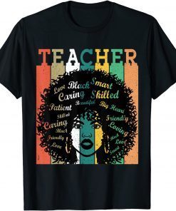 Black Women Teacher Afro Retro Black History Month T-Shirt