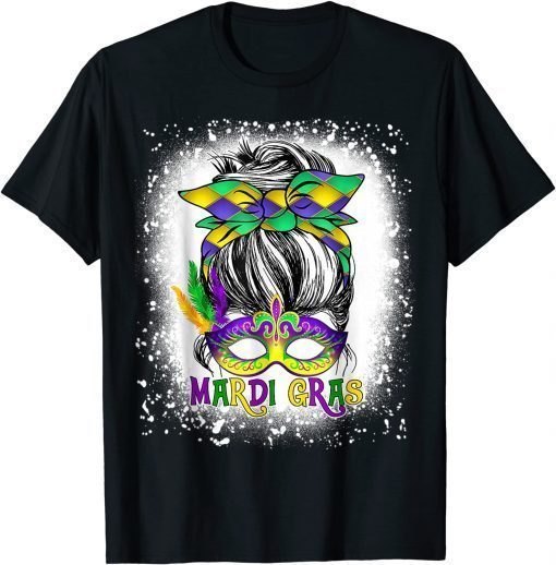 Bleached Womens Messy Bun Mardi Gras T-Shirt