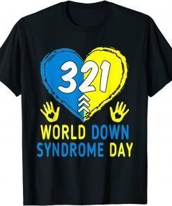 Blue Yellow Heart 21 World Down Syndrome Awareness Day T-Shirt