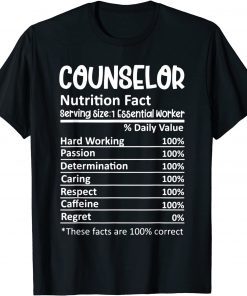 Counselor Nutrition Facts Counseling Guidance T-Shirt