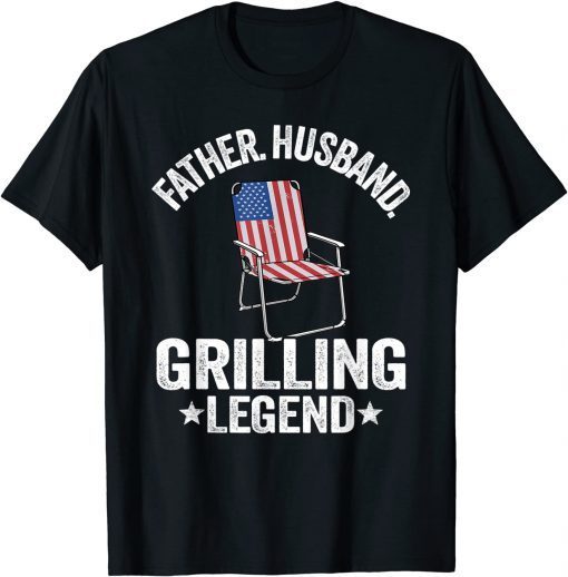 Father Husband Grilling Legend Grillfather American Flag BBQ T-Shirt