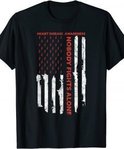 Fight Heart Disease Awareness Month American Flag T-Shirt