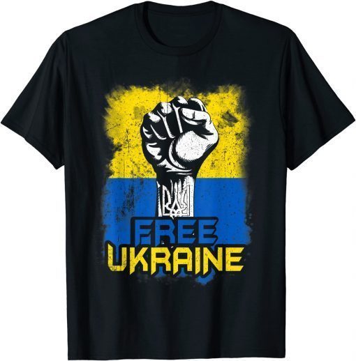 Free Ukraine I Stand With Ukraine Support Ukrainian Flag T-Shirt