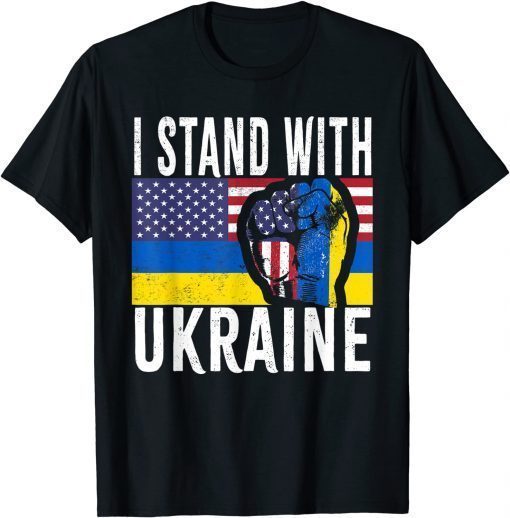 I Stand With Ukraine Flag American Flag Support Ukraine Shirt