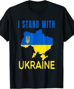 I Stand With Ukraine Flag Emblem Map Patriot T-Shirt