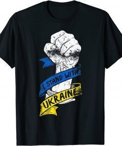 I Stand With Ukraine Flag Power Ribbon Support Ukraine T-Shirt