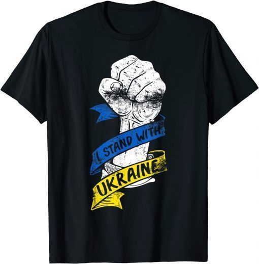 I Stand With Ukraine Flag Power Ribbon Support Ukraine T-Shirt