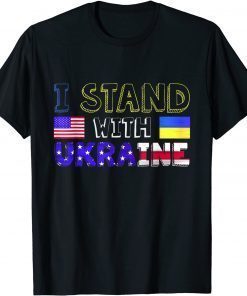 I Stand With Ukraine No War American Ukrainian Flag T-Shirt