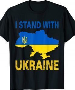 I Stand With Ukraine Support UKRAINE Ukrainian American Flag T-Shirt