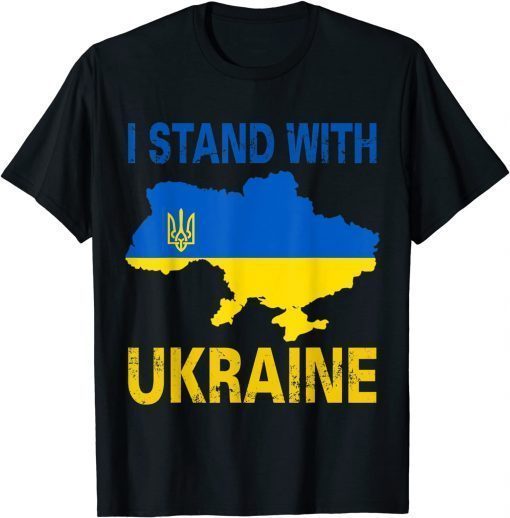 I Stand With Ukraine Support UKRAINE Ukrainian American Flag T-Shirt