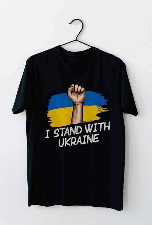 I Stand With Ukraine Ukraine Flag With US Flag T-shirt