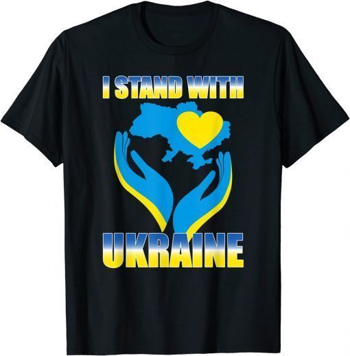 I Stand With Ukraine Ukrainian Flag Map and Heart T-Shirt