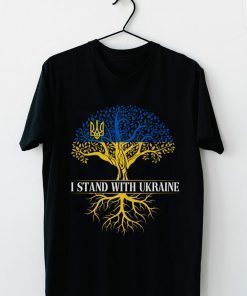 I Stand With Ukraine Ukrainian Flag With US Flag T-shirt