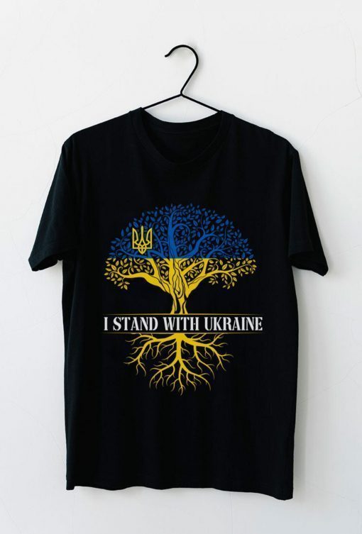 I Stand With Ukraine Ukrainian Flag With US Flag T-shirt