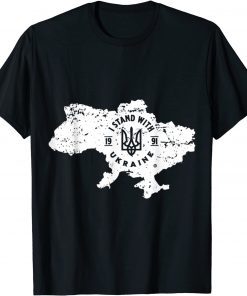 I Stand With Ukraine Ukrainian Map T-Shirt