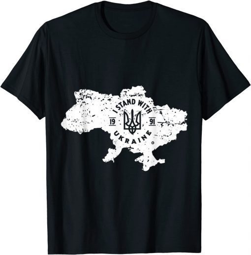 I Stand With Ukraine Ukrainian Map T-Shirt