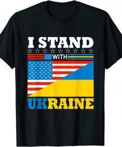 I Stand With Ukraine Ukrainian Support American USA Flag T-Shirt