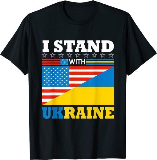 I Stand With Ukraine Ukrainian Support American USA Flag T-Shirt