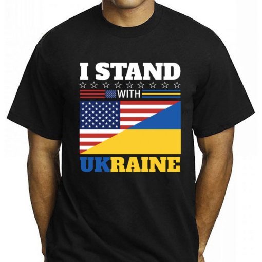 I Stand With Ukraine Us Flag T-Shirt