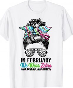 In February We Wear Zebra Messy Bun - Rare Disease Awareness Classic Shirt