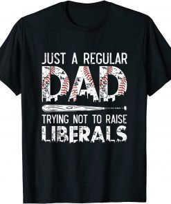 Just A Regular Dad Trying Not To Raise Liberals Softball Dad T-Shirt