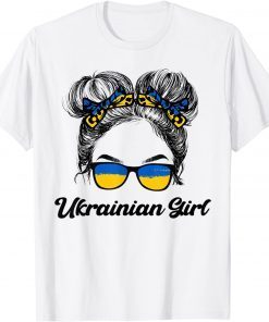 Messy Hair Sunglasses Ukrainian Girl Ukraine Pride Patriotic T-Shirt