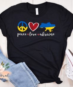 Peace Love Ukraine Ukrainian Flag I Stand with Ukraine Shirt