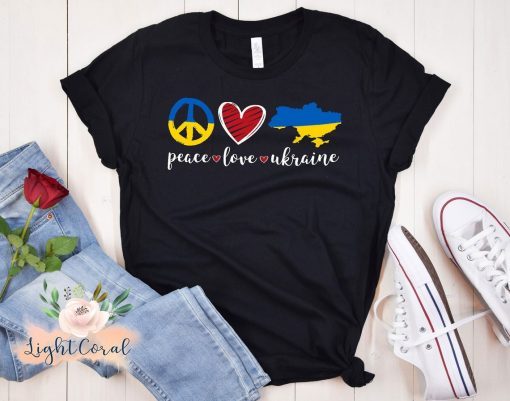 Peace Love Ukraine Ukrainian Flag I Stand with Ukraine Shirt