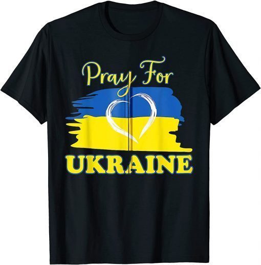 Pray for Ukraine Ukrainian Flag Heart T-Shirt