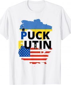 Puck Futin I Stand With Ukrain Usa Flag Puck Futin T-Shirt