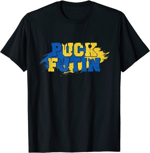 Puck Futin Meme I Stand With Ukraine Ukrainian Flag T-Shirt