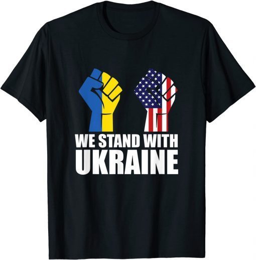 Puck Futin Stand With Ukraine Ukrainian Lover Support Us Flag T-Shirt