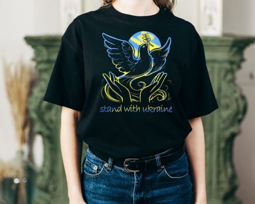 Stand With Ukraine Freedom and Peace Dove T-Shirt