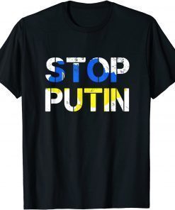 Support I Stand With Ukraine American Stop Ukrainian Flag T-Shirt