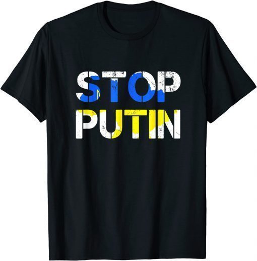 Support I Stand With Ukraine American Stop Ukrainian Flag T-Shirt