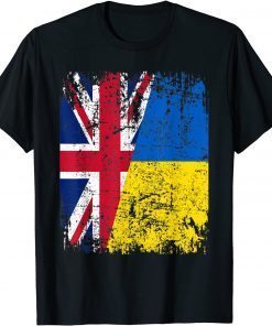 Support I Stand With Ukraine United Kingdom Ukrainian Flag T-Shirt