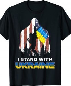 Support Ukraine I Stand With Ukraine American Flag Bigfoot T-Shirt