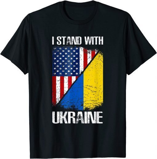 Support Ukraine I Stand With Ukraine American Ukrainian Flag T-Shirt