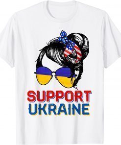 Support Ukraine Woman Flag American Ukrainian Roots T-Shirt